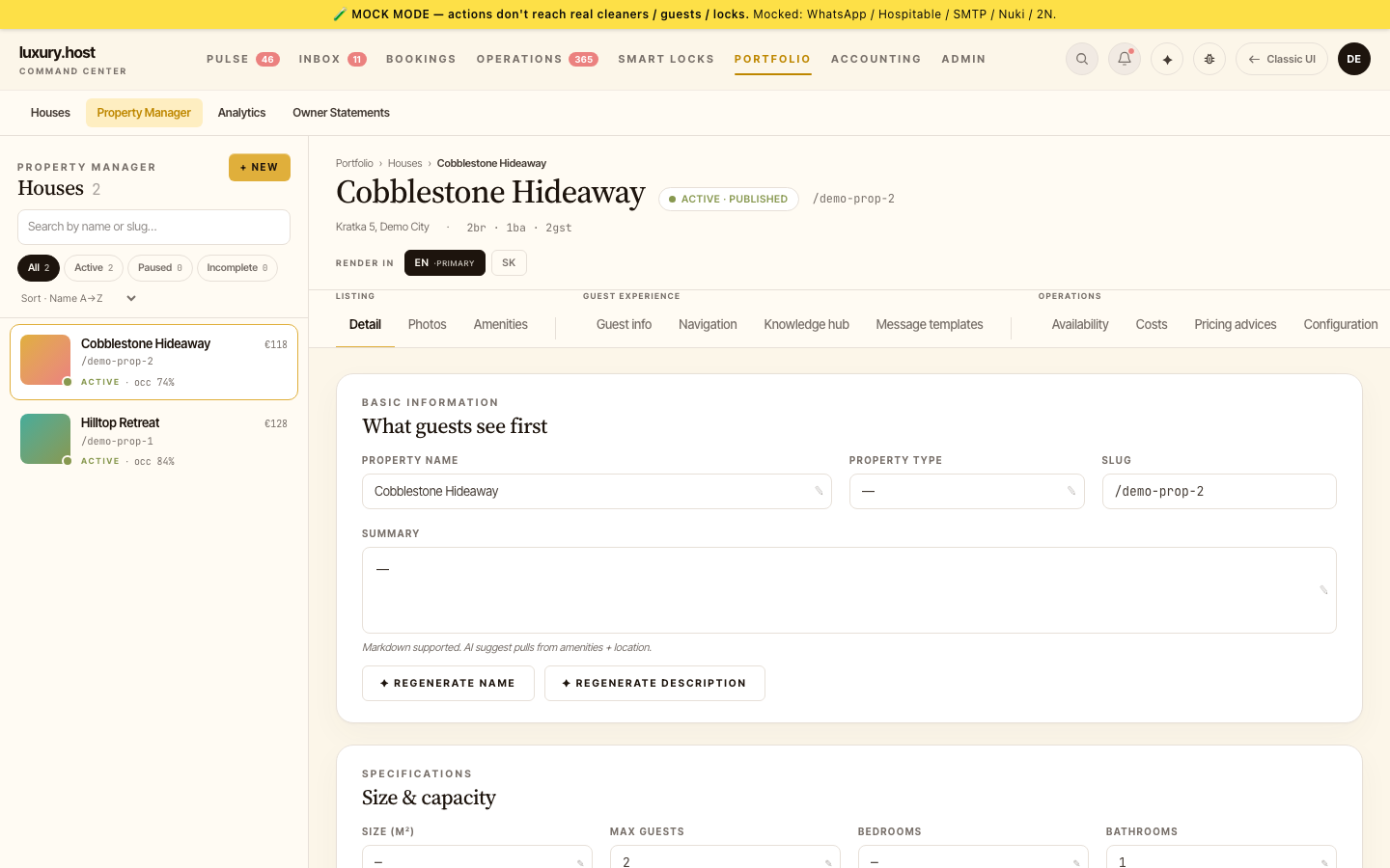 Property Manager — the configuration editor