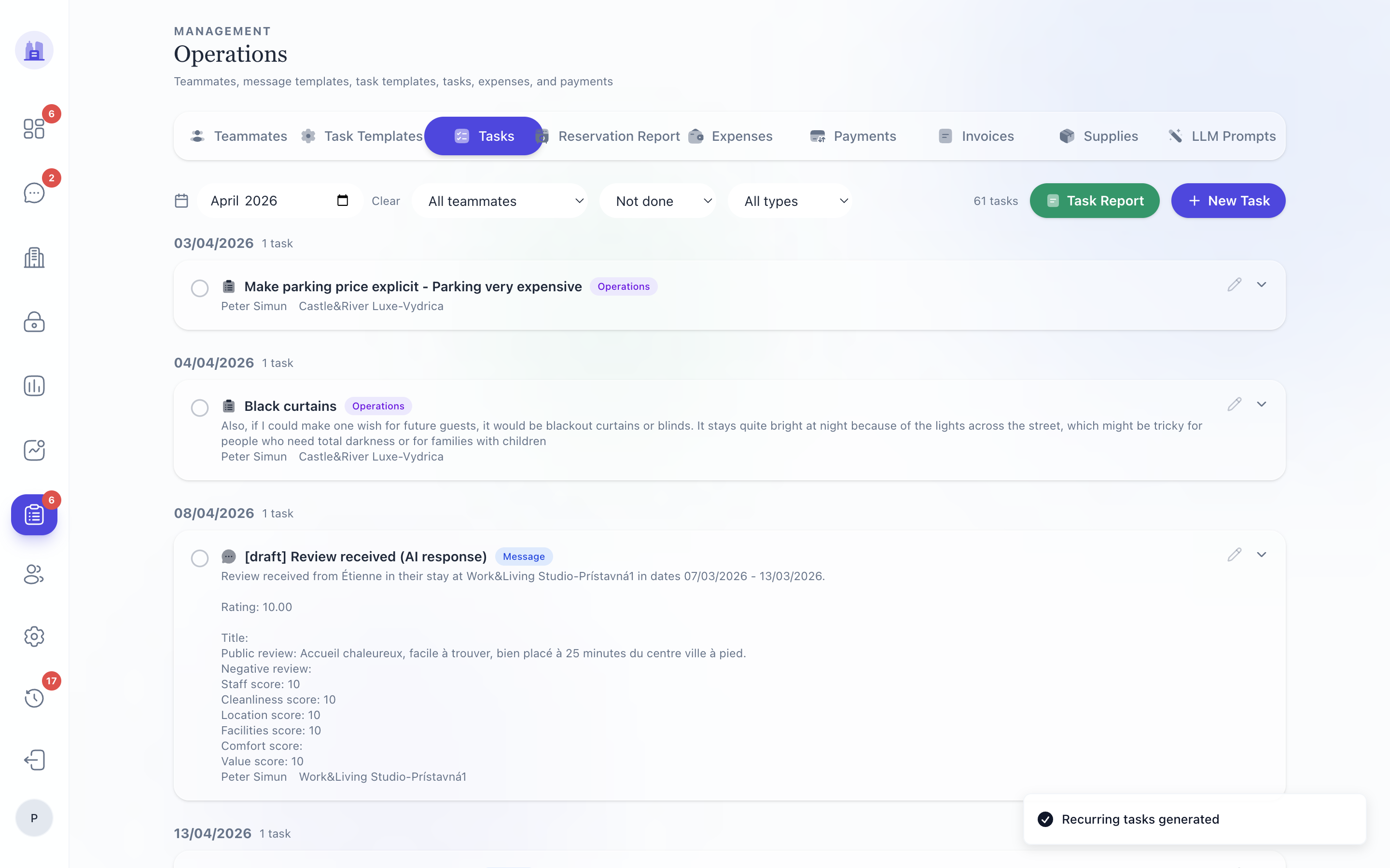 Operations Tasks