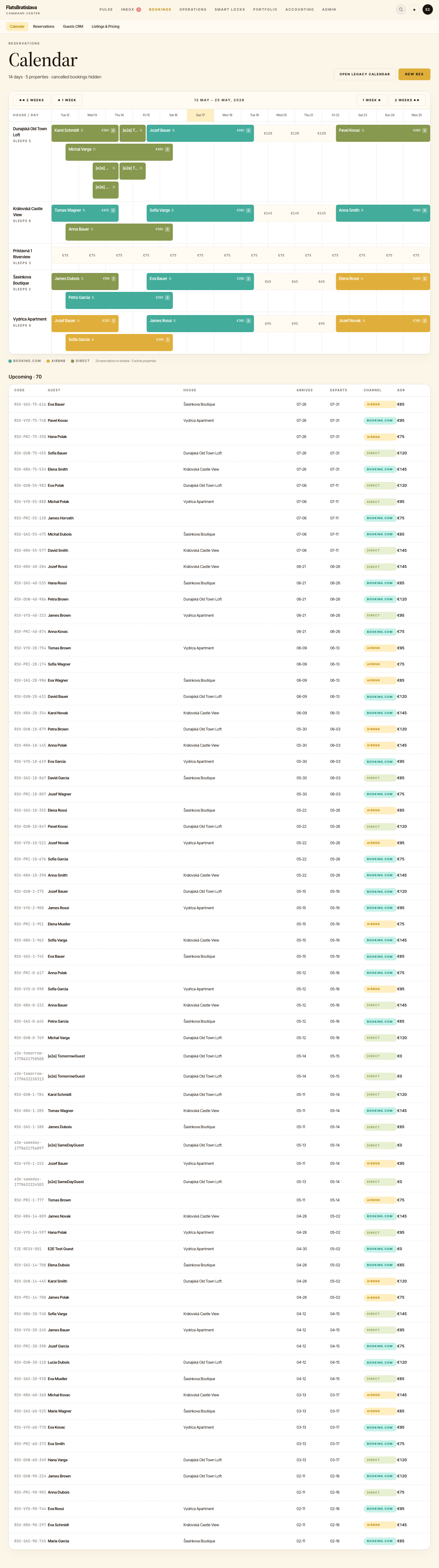 Booking calendar with vacancy radar